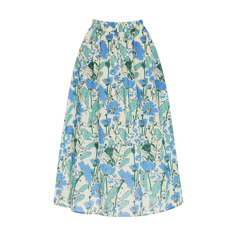 T View Flower Pattern Elastic Skirt_V6A-Csk021