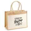 Jute Tote Bag with Pocket I Can't I Have DIY I Can't Minimalist | Jute and Cotton Canvas 21 L Flat Bottom Handles 65 Cm