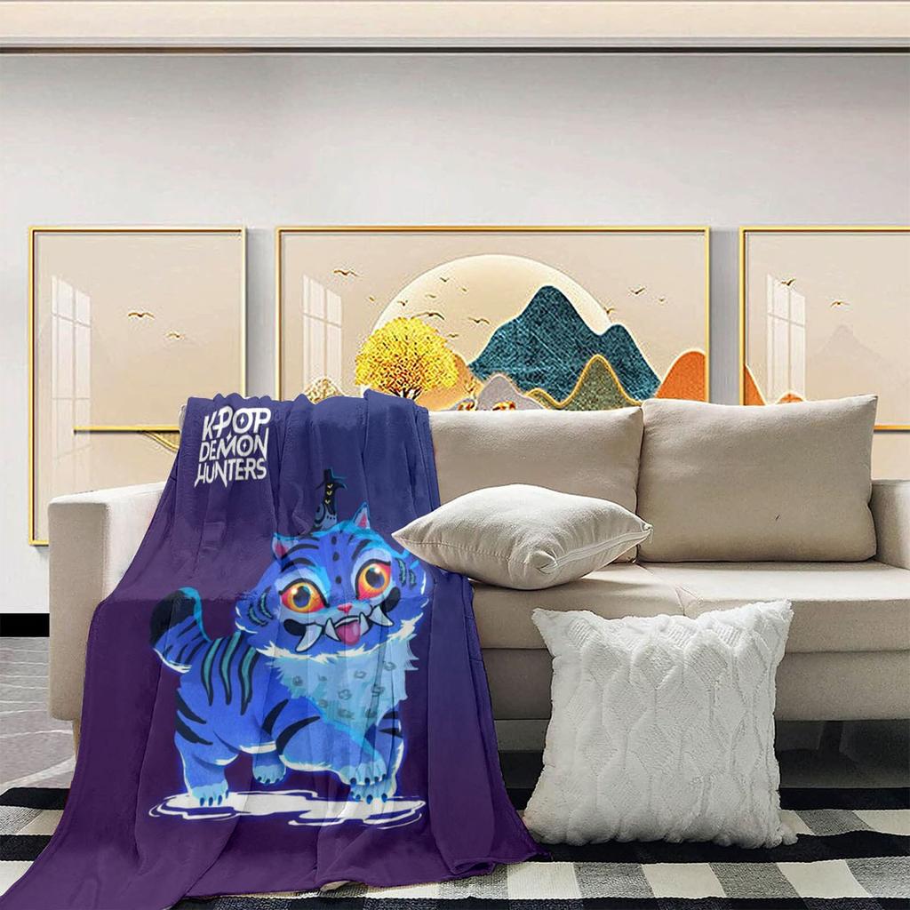 This Cozy Blanket Features A  And  Print Inspired By  Witcher Girls, Showcasing The Characters In Action.