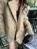 2024 Rose Pink Long-Haired Suit Jacket: European American Women's Street Fashion
