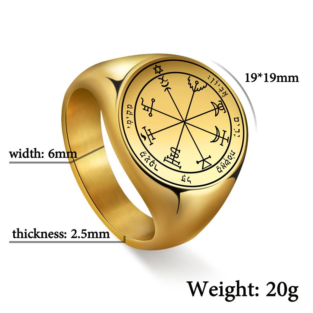 Vintage Tetragrammaton Rings Magical Wahyeh Blessed Pentagram of Solomon Finger Rings for Men Stainless Steel Jewelry