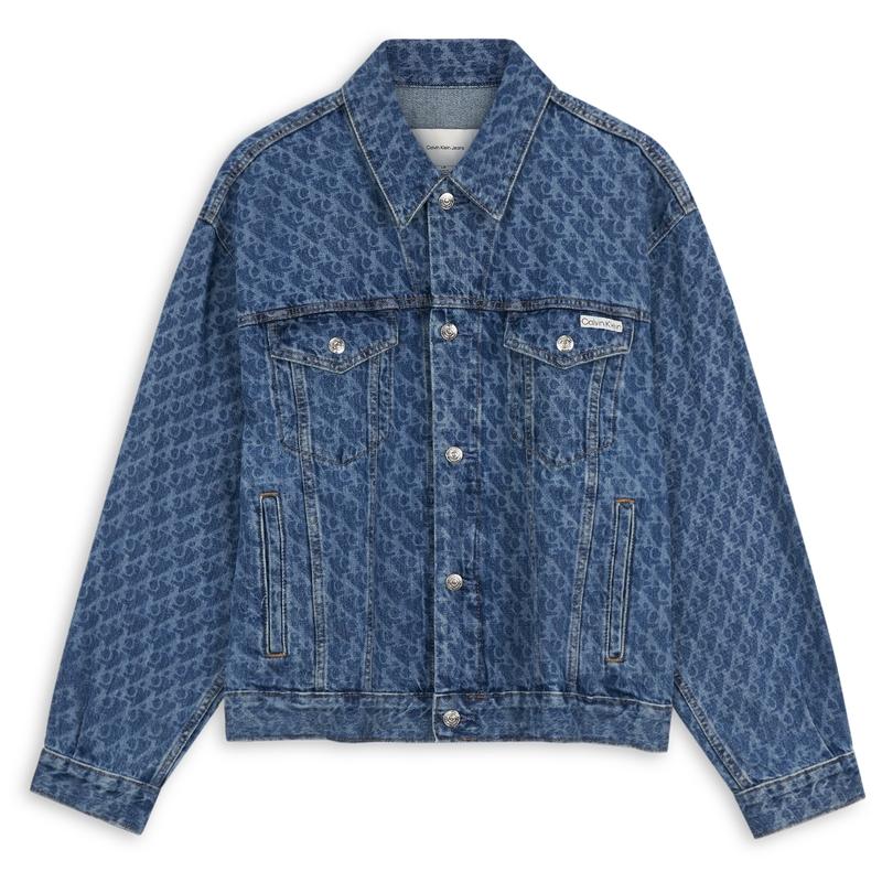 

Calvin Klein Cotton Printed Drop Shoulder Denim Jacket Men jackets Denim-Blue 4LB773G S
