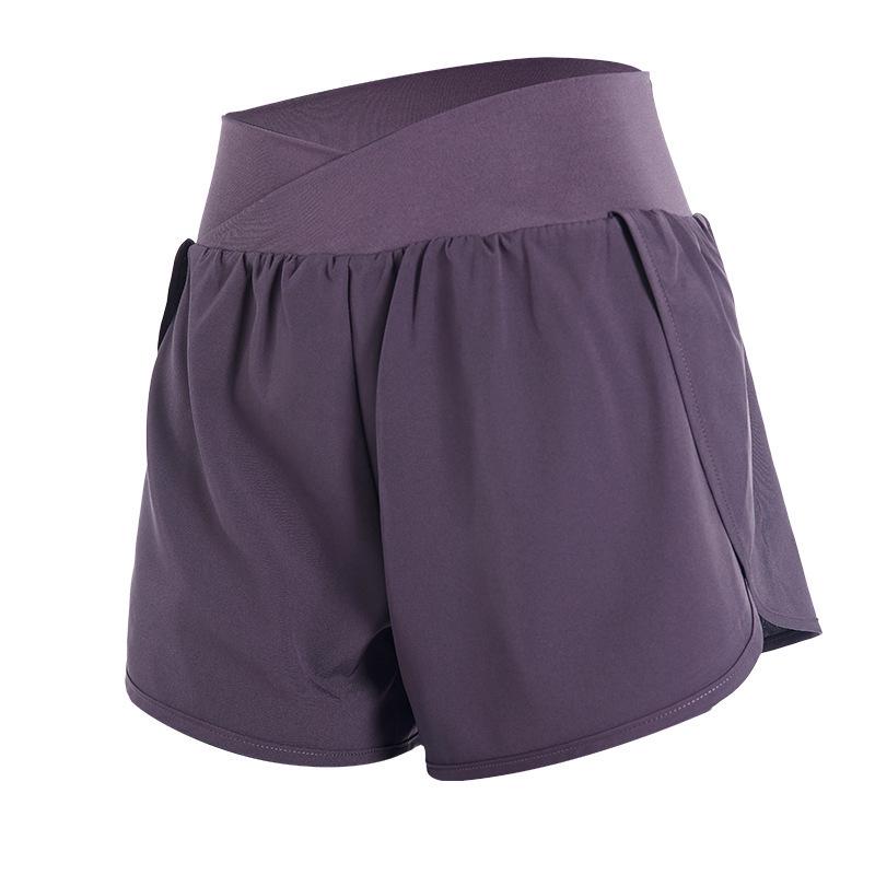 

Жіночі шорти для йоги та бігу з подвійним шаром та високою посадкою Extra Large фіолетовий/сірий колір