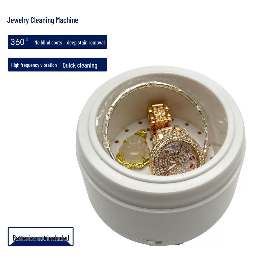 Compact Ultrasonic Jewelry Cleaner for Rings and Necklaces