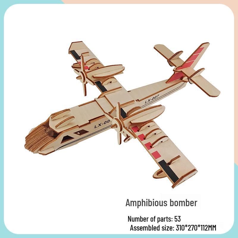 Children's Handmade Wooden Airliner Model 3D Puzzle Educational Toy