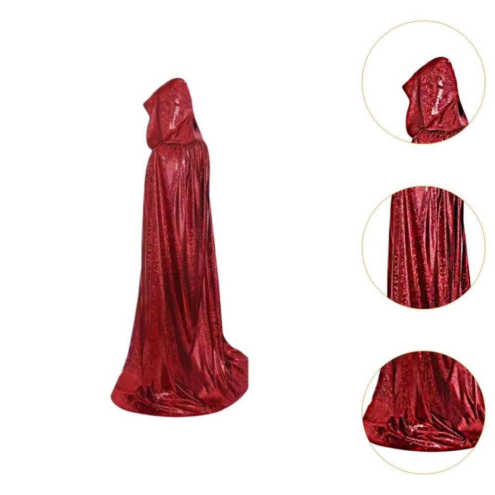 Wizard Halloween Cloak Gown Shiny Witch Cape Funny Hooded Ponchos  Adult Kids