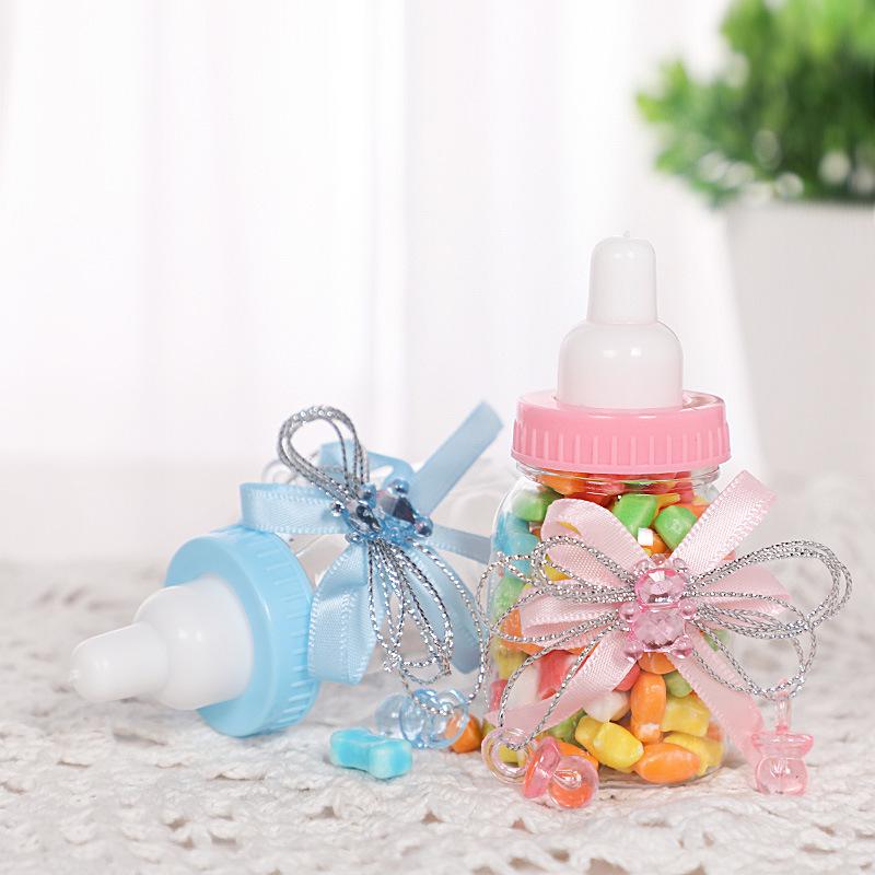 6/12pcs Blue Pink Baby Shower Gift Box Bottle Boy Girl Birthday Party Favors Gift Favorite Baptism Christening Candy Boxes