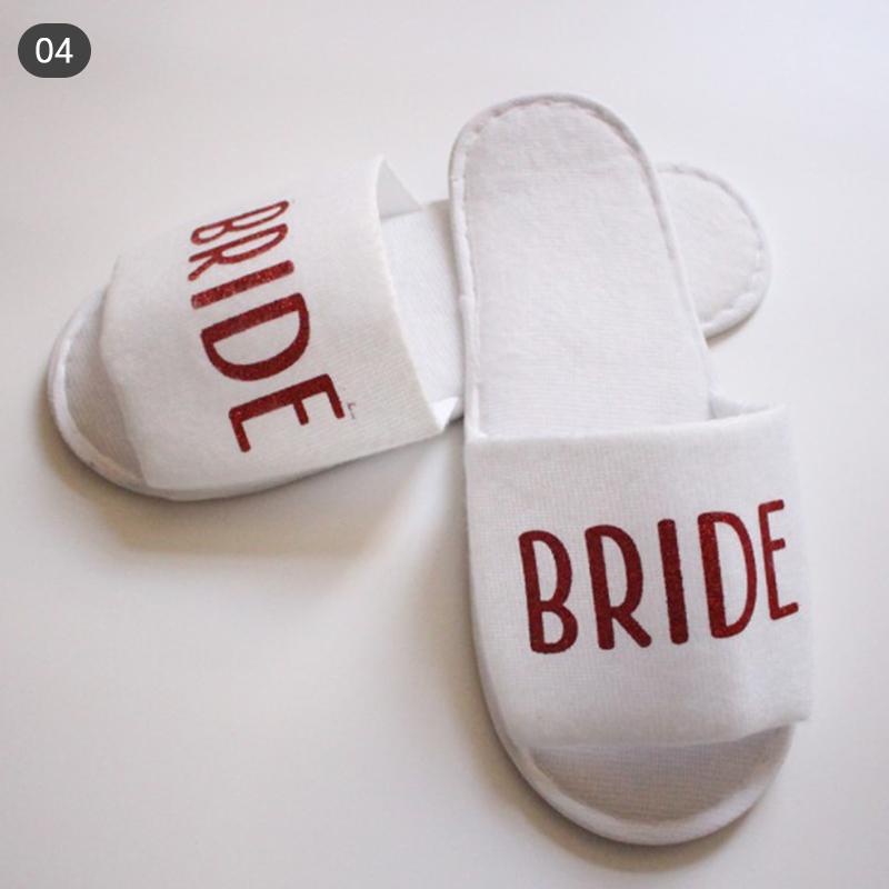 1Pair Bride Slippers Shower Gift Bridesmaid Disposable Slippers Wedding Party