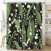 GAEWhite Lily Flowers Green Leaf Shower Curtain Bathroom Decor Waterproof Print Shower Cloth Fabric Bath Mat 72x84 inches (183