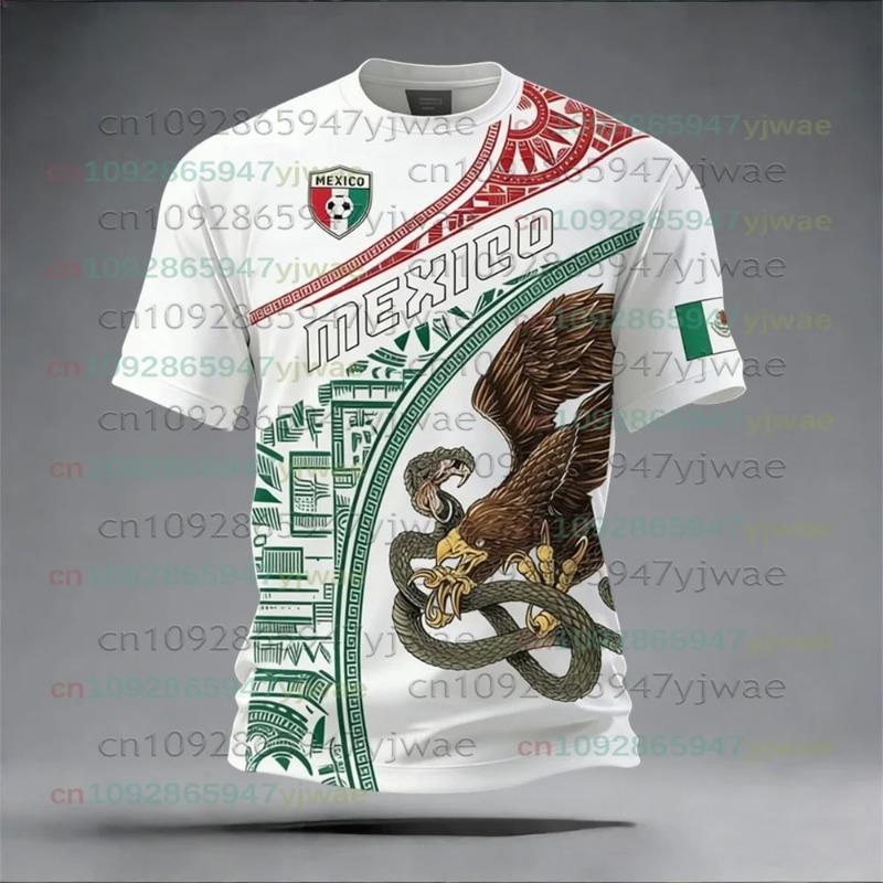 Mexico National Flag Print T Shirt For Men Funny 3D Eagle Pattern Short Sleeve Tees Outdoor Football Sports Clothing Casual Tops