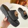 Handmade Knitted Thick Bottom Slippers Women's Casual Fashionable Outerwear Rubber Outsole 2025 Summer Best Seller Slippers34-42