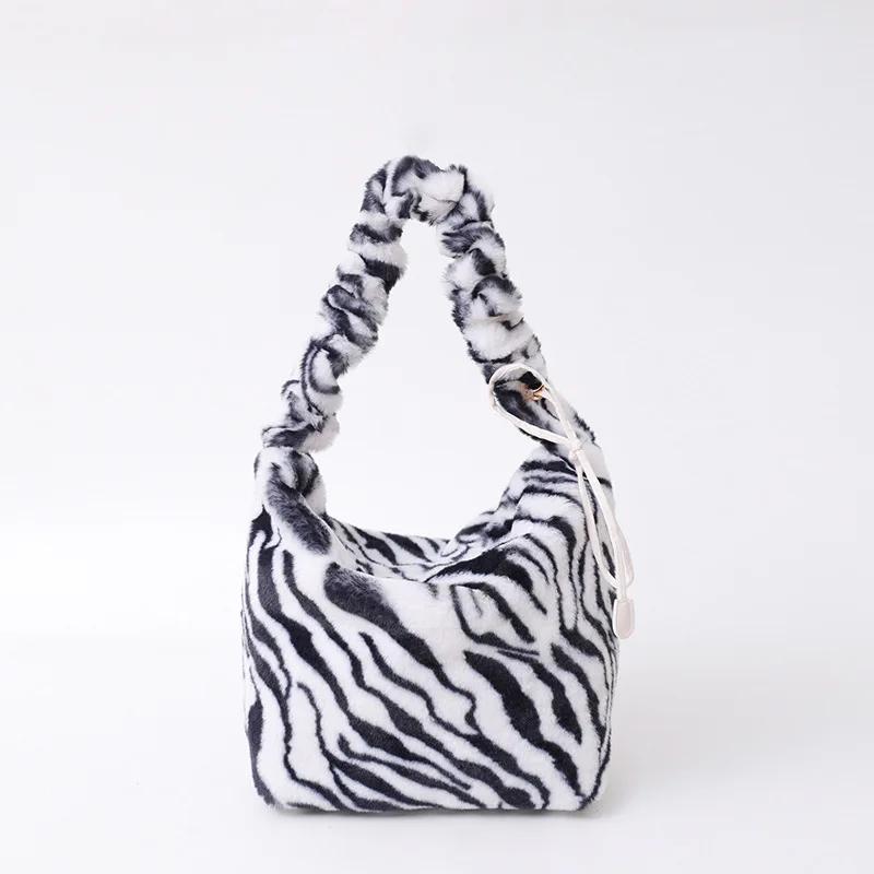 Geantă de femei cu imprimeu leopard Geantă de umăr la modă Genți de cruce pentru femei Geantă de pluș Genți de designer Poșetă și geantă