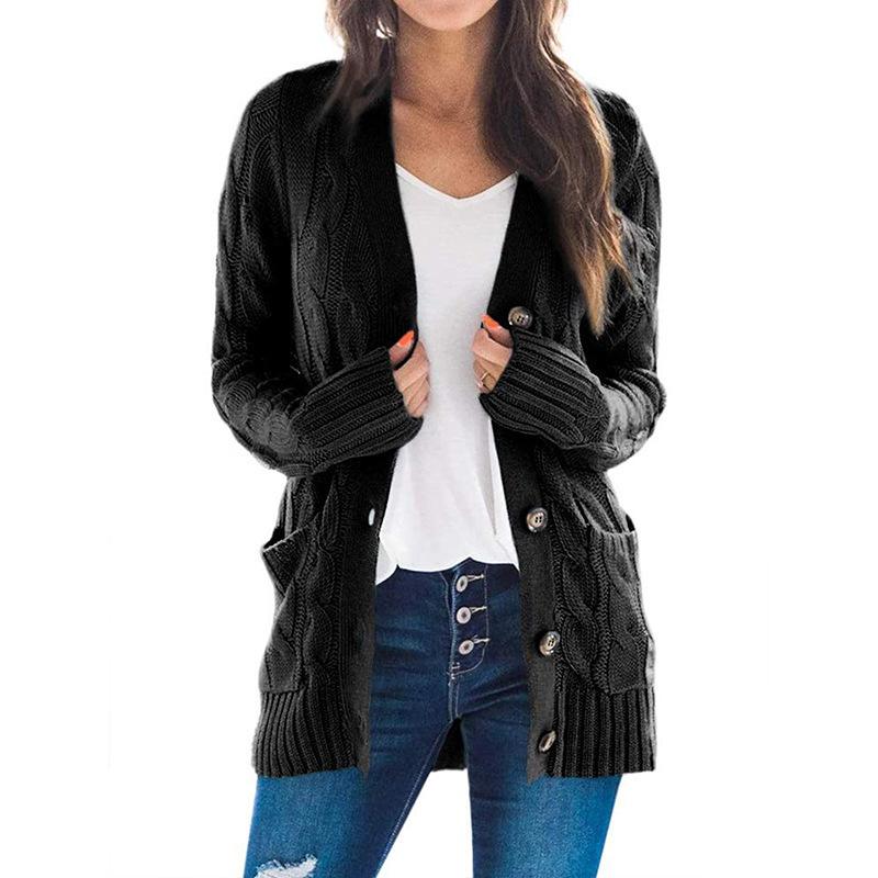 2025 Autumn/Winter Women's V-neck Single-breasted Long Sleeve Knitted Cardigan Sweater