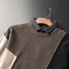 Herren-Pullover, Herbst und Winter, neuer lockerer, lässiger Trend, Farbblockierung, Rundhals-Oberteile, vielseitige, faule Strickwaren für Herren