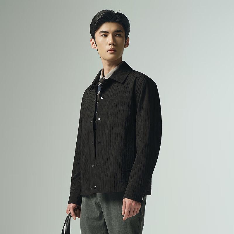 Lilanz Men's Embossed Jacquard Turn-down Collar Jacket