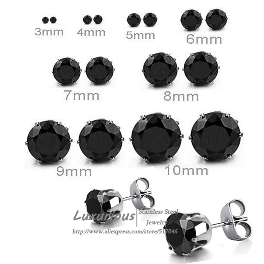 LUXUSTEEL 10Pairs 316L Stainless Steel Different Color Round/Square Shaped Brilliant Cubic Zircon Stud Earrings Sets Bijoux