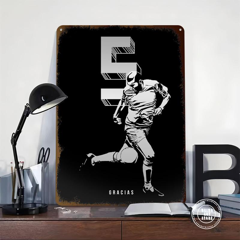 Zinedin Zizou Zidane Illustration Tinplate Poster Customized Wall Art Vintage Metal Signs Retro Tin Plaque for Gaming Decoration
