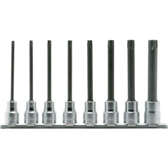 Koken Square Torx Bit Socket Rail Set 3/8" (9.5mm) (Round Shank) (8 pieces) RS3025/8-L100R