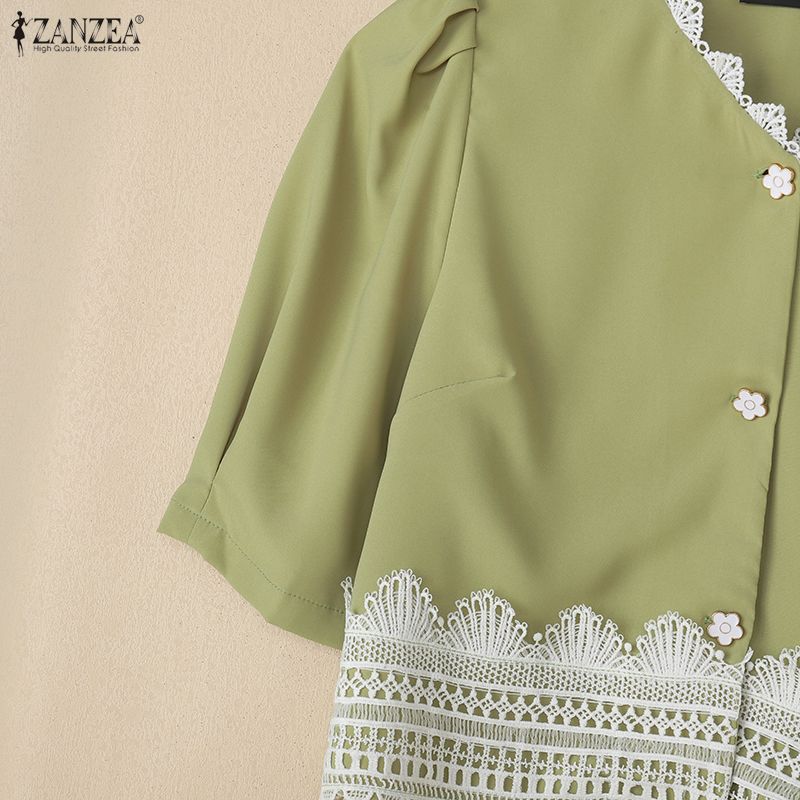 ZANZEA Damen Kurzarmbluse und Lange Röcke Sommer Zweiteilige Anzugsets