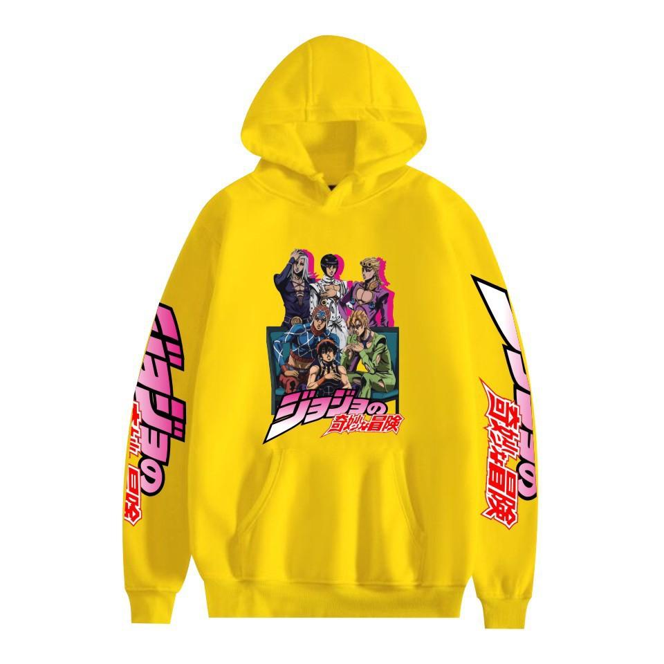 Japanese Anime JOJO Bizarre Adventure Printed Hoodie with A Fluffy Lining Man Sweatshirts Long Sleeve Fashion Female Streetwear