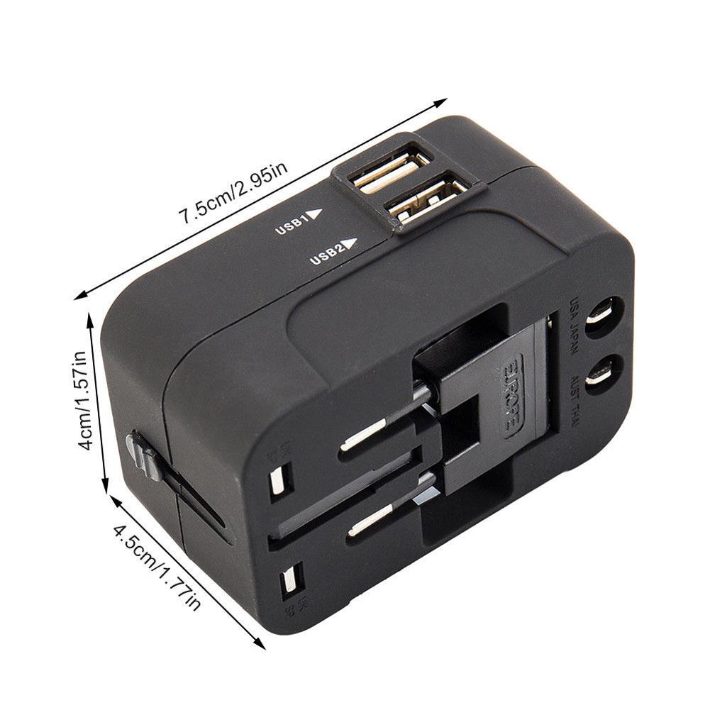 World Wide Universal Travel Adapter US/EU/UK/AU Multi Plug Charger With Dual USB 2 Ports Travel Conversion Socket Plug Converter