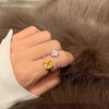 Stilvoller Gelber Diamant Verstellbarer Offener Ring für Damen - Vielseitiges, Elegantes Zweiteiliges Design für den Zeigefinger