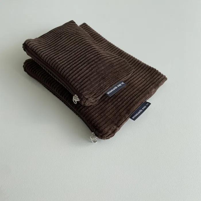 Brown corduroy pouch