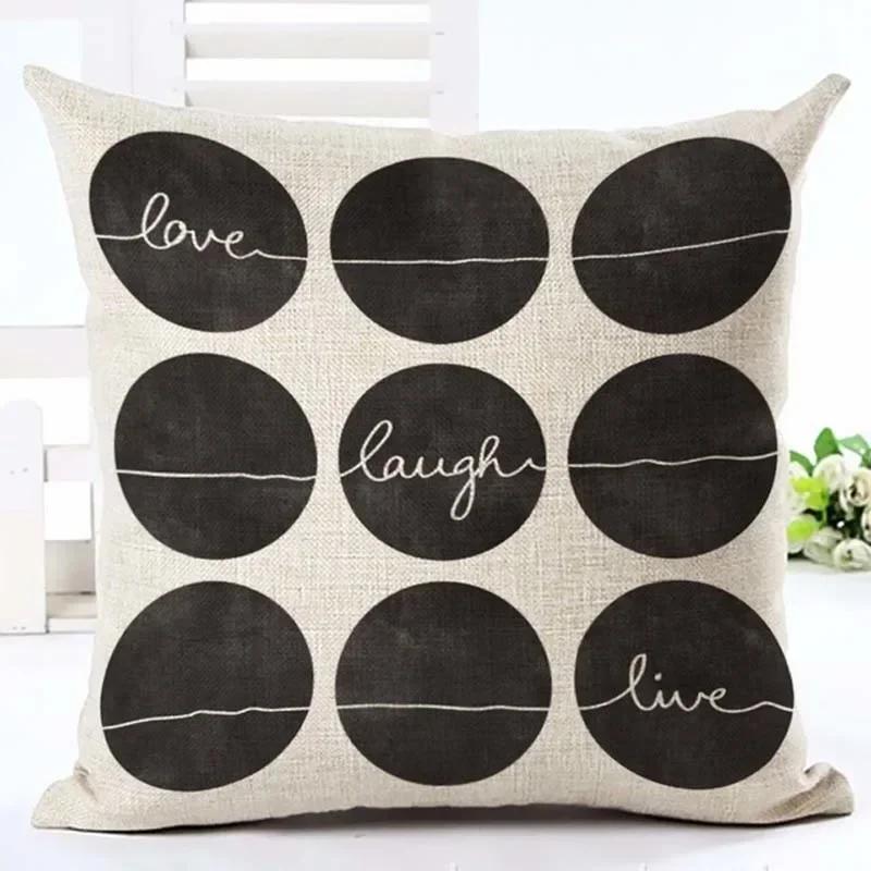 Brief Liebe Zuhause Kissenbezüge Baumwolle Leinen Schwarz Weiß Kissenbezug Sofa Bett Nordisch dekorativer Kissenbezug almofadas 45x45cm