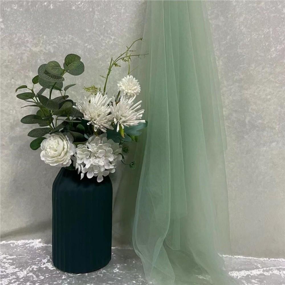 Sfondo 160X100cm Tessuto Morbido in Tulle Rete Morbida e Densa Tessuto a Rete Trasparente Filo Verde Colore Solido Rete Morbida Tulle Arco Nuziale