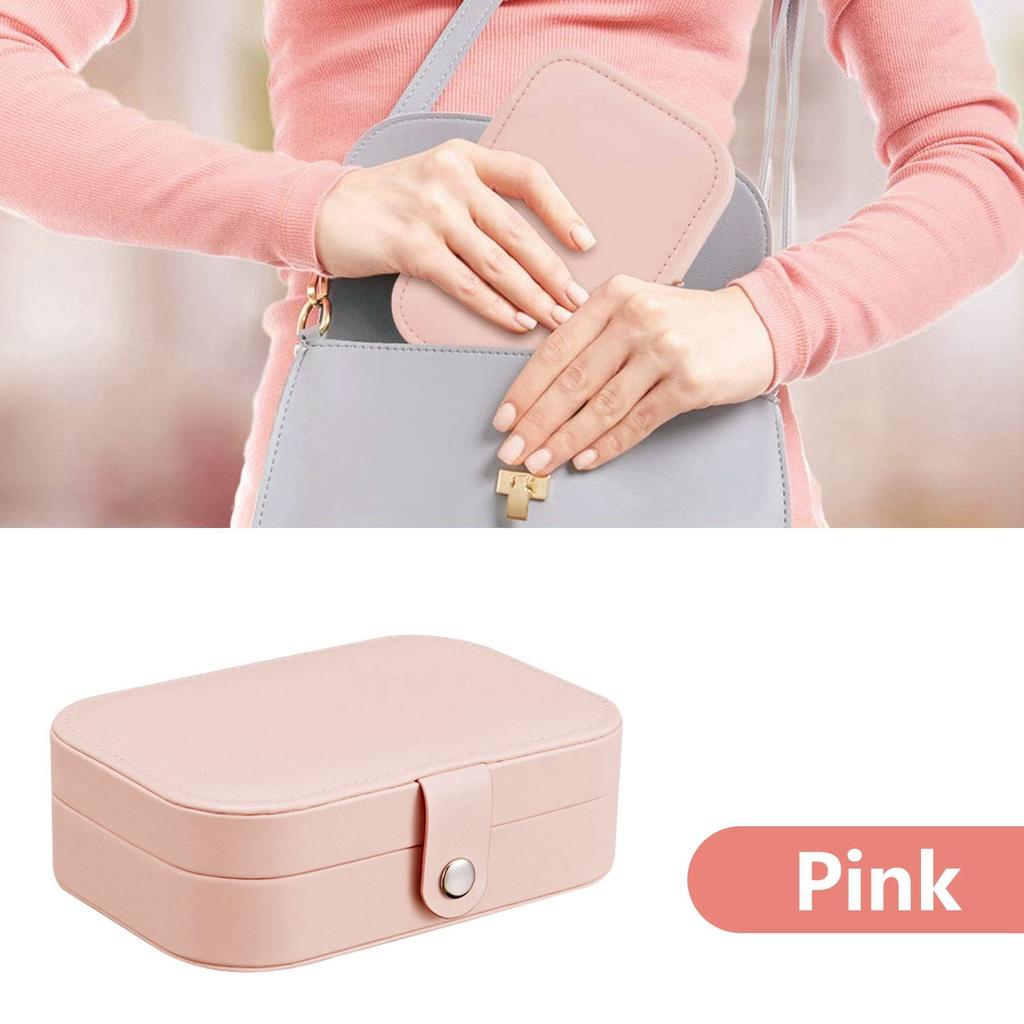 Stor kapasitet dobbeltlags reisekosmetikkveske Øredobber smykker oppbevaringsboks