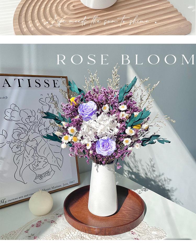 Eternal Rose & Eucalyptus Dried Flower Bouquet - Home Decor with Hydrangea, Baby's Breath & Crystal Grass