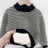 Boys' Fleece Pullover Fall and Winter Children's Casual Striped Knit Base Sweater