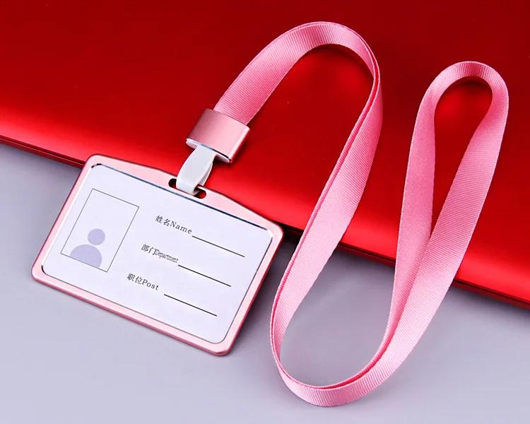 Aluminum Alloy Card Cover Men Women Business Work Name Card ID Badge Lanyard Metal Case Credit Card Holder Bags Protector
