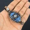 Azurite Pendant, 999 Copper Wire Wrapped Gemstone Jewelry, Handmade Pendant, For Thanksgiving