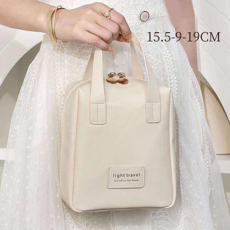 Bolsa de Maquillaje Portátil de Gran Capacidad para Niña con Asa Neceser para Mujer Estuche Organizador de Maquillaje Bolso de Mano Impermeable de Cuero PU