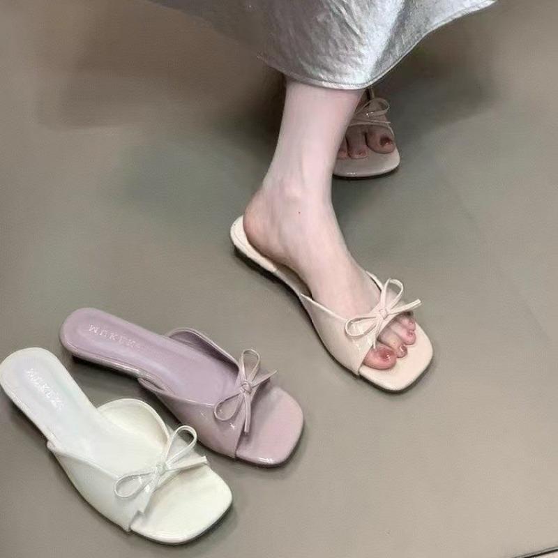 Gentle bow with cool slippers women's summer wear open toes with skirts temperament sandals