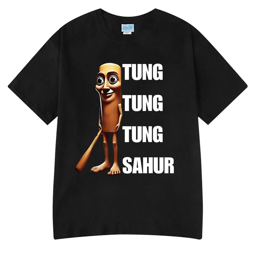 Tung Tung Tung Sahur Vtipné Meme Tričko s Baseballovou Pálkou Pánské Oblečení Módní Humor Styl Trička Unisex Letní O-výstřih Topy Tričko
