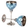 Glasses, Metal Goblet, Champagne Flutes, Diwali, Wedding Anniversary Gift for Couple Marriage, Corporate Clients - Set of 2, Blue Saucer Design