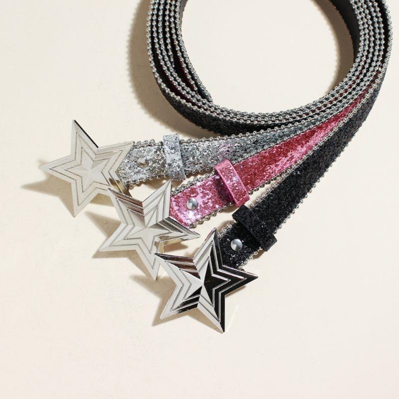 European and American Fashion Snap-Button Instagram-Style Belt Trendy Niche Unique Sequined Exquisite Versatile Women’s Belt