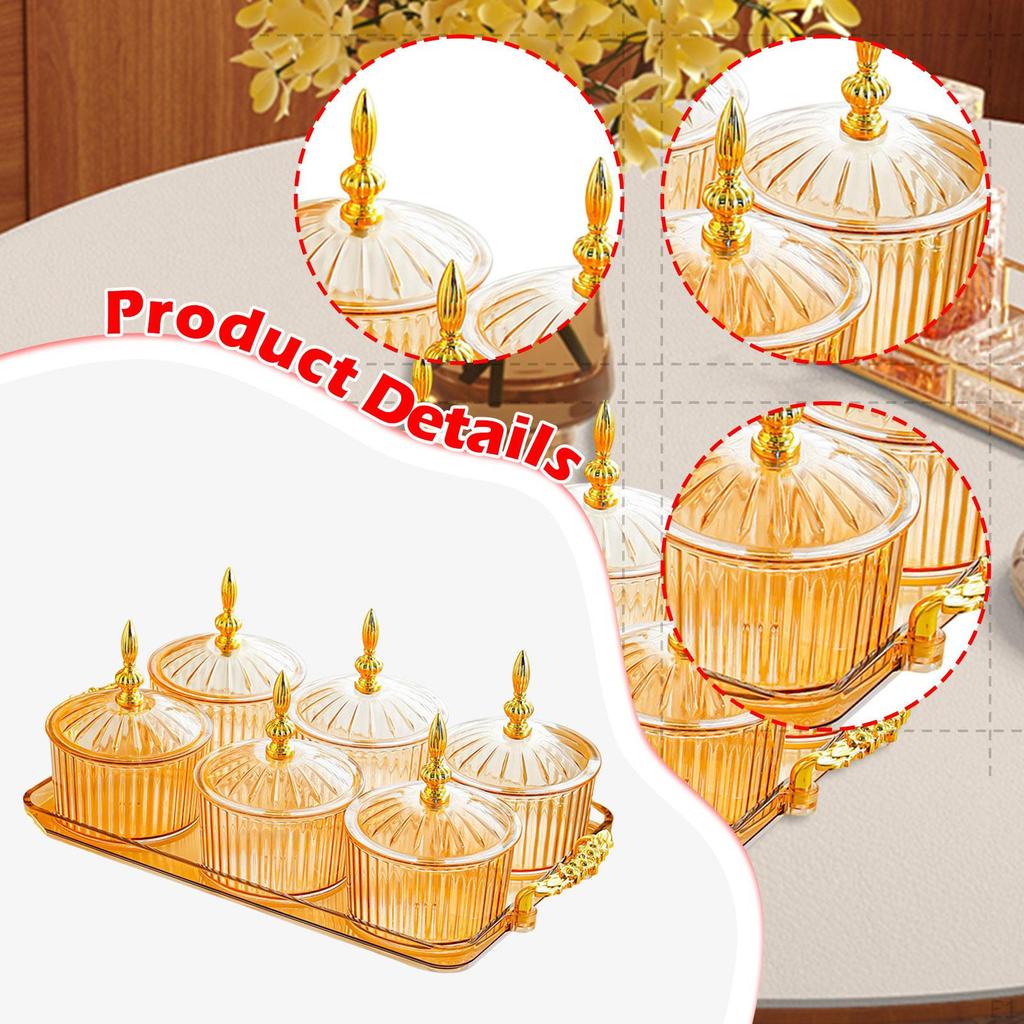 Divided Serving Tray Dish Dustproof Multifunctional with Lid Storage Container for Living Room