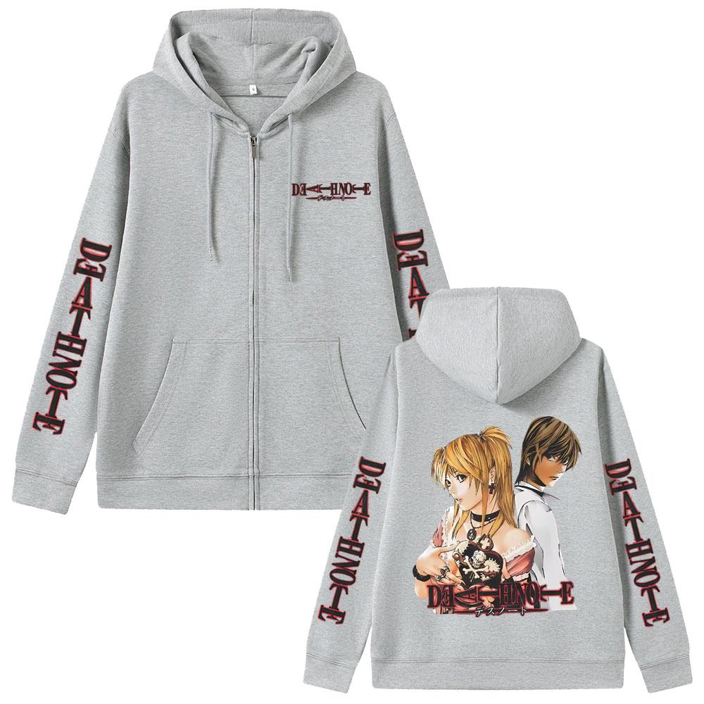 Anime Death Note Misamisa & Yagami Light Zipper Hoodie Men Women Fashion Oversized Jacket Coat Male Cartoon Manga Zip Up Hoodies
