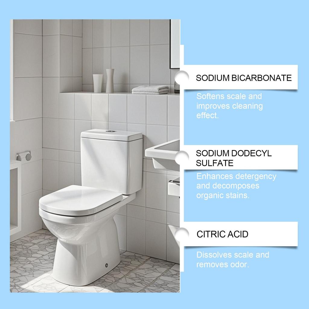 Toilet Bowl Cleaner Strongly Remove Scale and Urine Stains Eliminate Odors Reduce Bacterial Growth Gentle Toilet Cleaning Powder