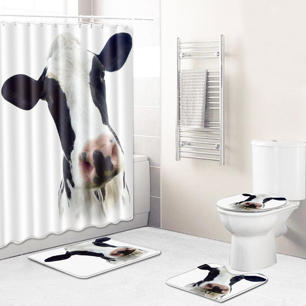 Colored Animals Elephant Lion Horse Bathroom Non-Slip Floor Mat Shower Curtain Carpet Personality Cool