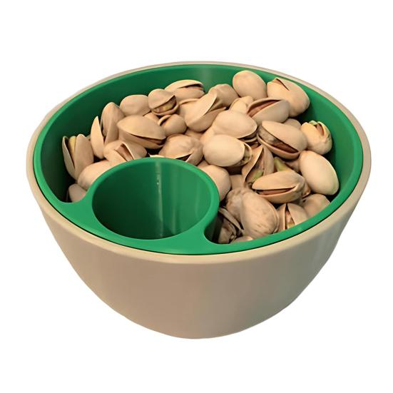 3D Printed Nut Seeds Bowl Snack Storage Container Double Dish with Shell Compartment Pistachios Cherries Fruits Candy Serving Bowl