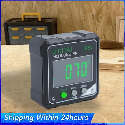 4-Side Magnetic Angle Gauge LED Screen Electronic Cube Inclinometer Anti-Slip Precision Level Box Woodworking Measuring Tool