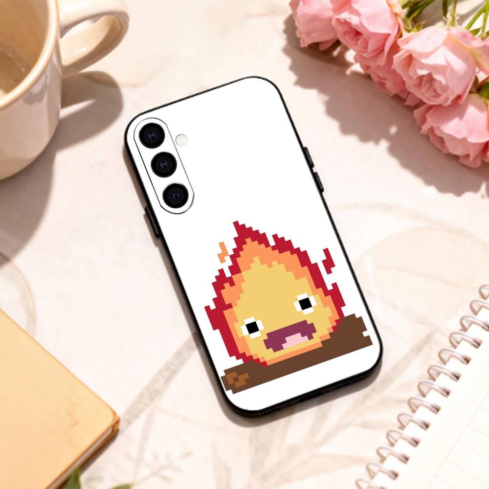 

Anime C-Cute C-Calcifer phone Case For Samsung Galaxy A73,A72,A71,A70,A53,A52,A51,Others Soft Black Shell Samsung a73 5g