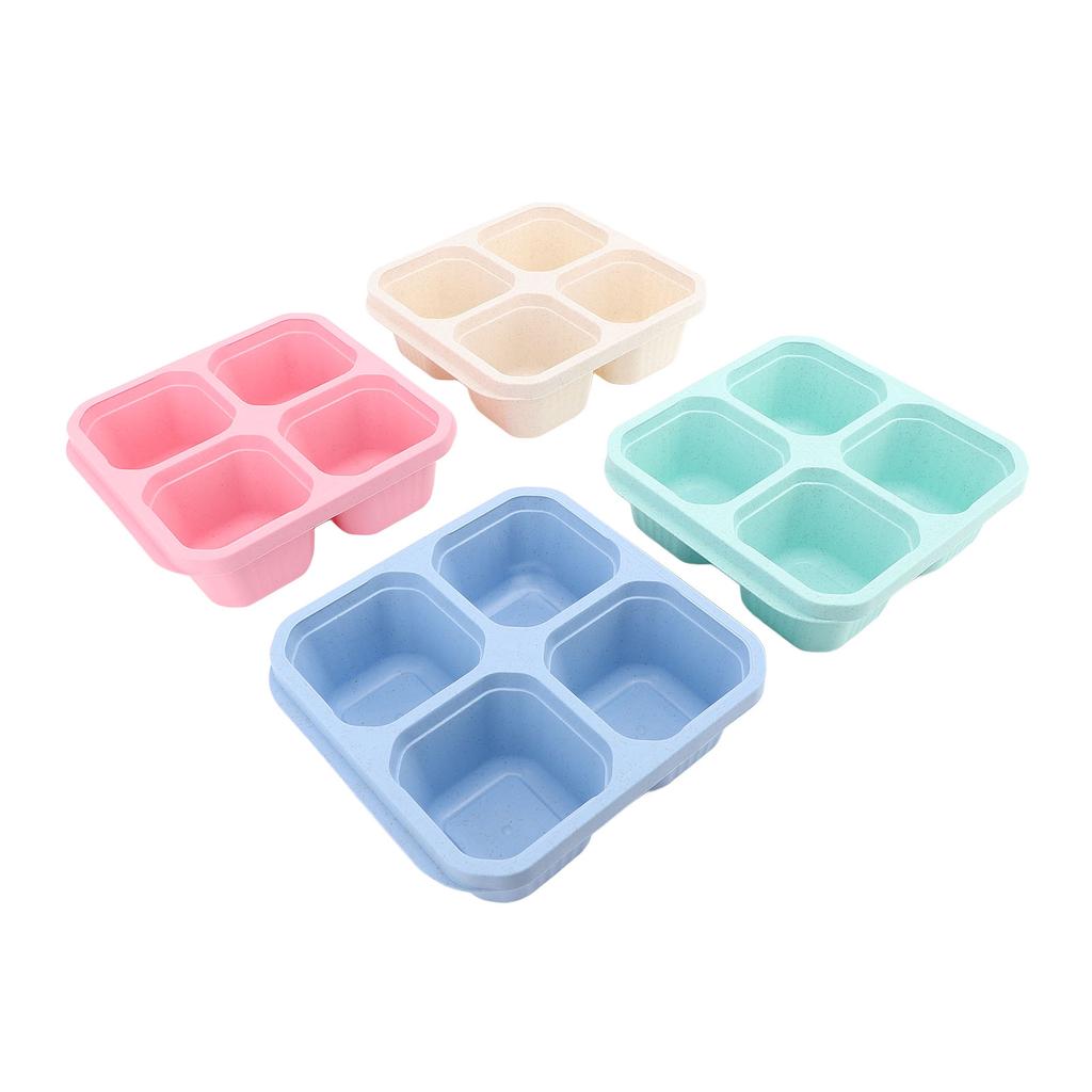 4 Colors Snack Container Box Stackable Reusable Dustproof 4 Divided Compartment Snack Container
