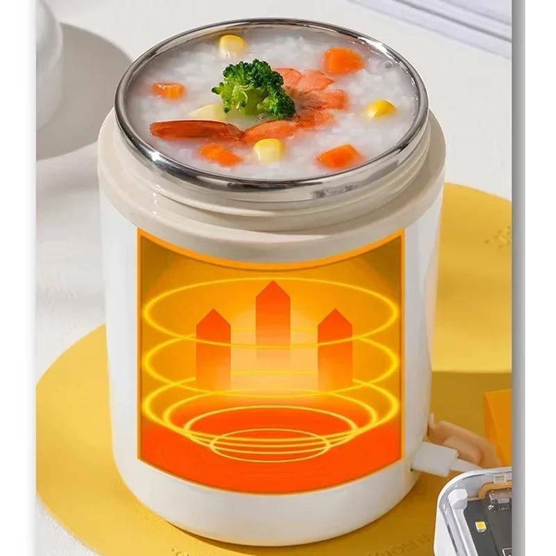 600ML USB Electric Heating Lunch Box Portable Picnic Milk Drink Food Heater Stainless Steel Food Warmer Container 5V 12V 24V New