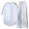 Breathable Sports Suit Round Neck T-shirt Trousers Two-piece Striped Fashion Short-sleeved Casual Suit For Men