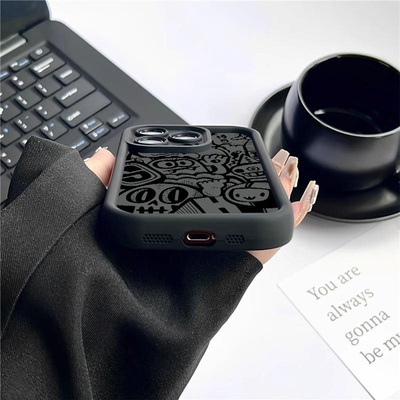 Black Graffiti Phone Case For Xiaomi 14T Pro 13 12 11 Lite 5G 14 13T 12T Poco F6 F5 X6 X5 X3 M6 Pro 4G Silicone Shockproof Cover